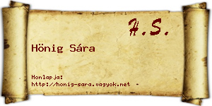 Hönig Sára névjegykártya
